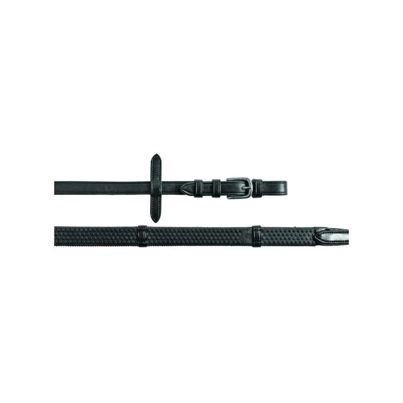 EQUESTRO – Rnes trs souples  Grip caoutchouc boules et boucles NOIR boucles Argent PONEY Retour Gratuit