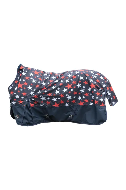 Super Prix Couverture highneck HKM Norwich 600D doublure lisse - 165 cm - Bleu marine motif toile