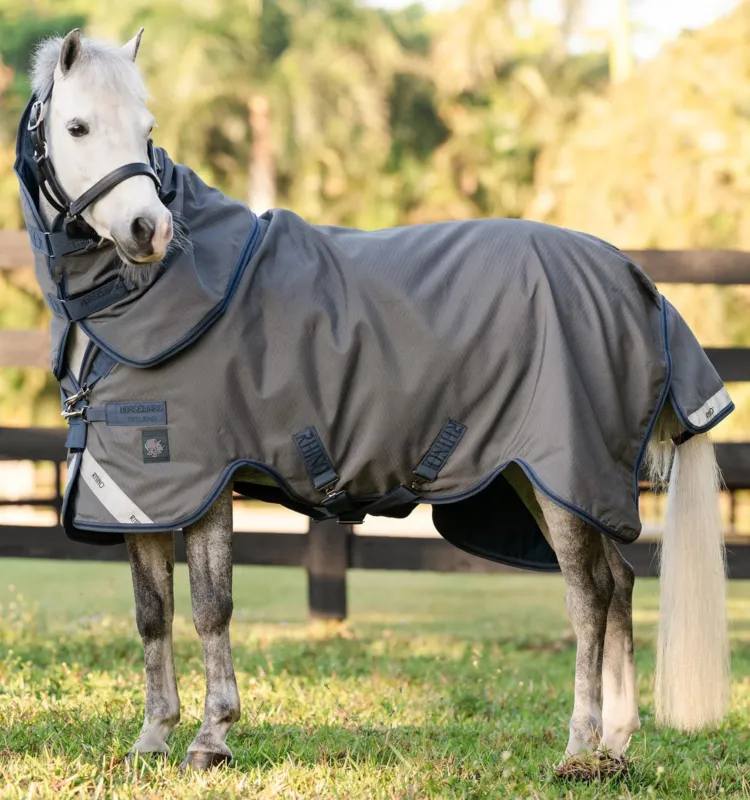Rduction Couverture Horseware Rhino Hexstop Plus Poney Turnout 100g 1000D - 125 cm - Gris / indigo / marine