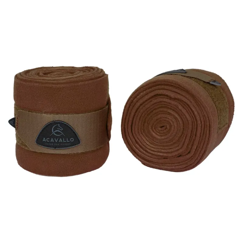 Bandes d'exercice en polaire avec fermeture velcro Acavallo par 2 - Marron Nouvelle Collection