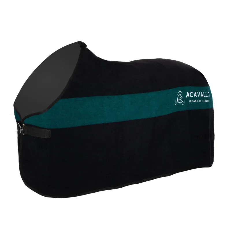 Prix Bas Couverture en laine avec rayures vertes 800g Acavallo - 125 cm - Noir