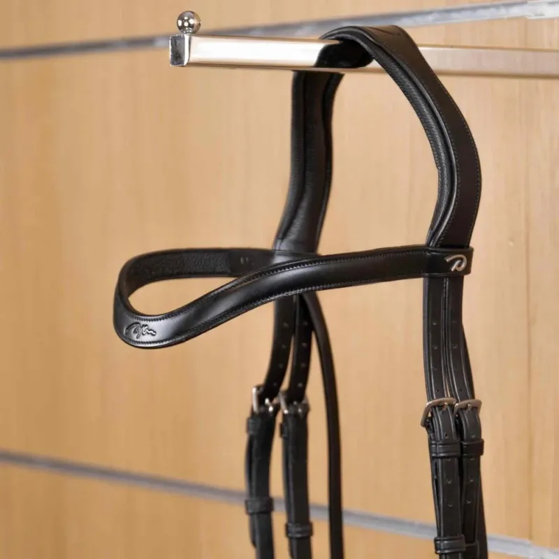 Frontal V En cuir Plat New English Collection by Dy'on - Grand cheval - Noir Jusqu puisement Des Stocks