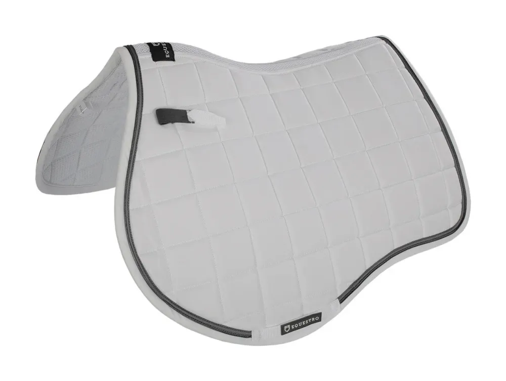 Tapis de selle obstacle en tissu technique respirant collection Elegance Equestro - Cheval - Blanc Authentique