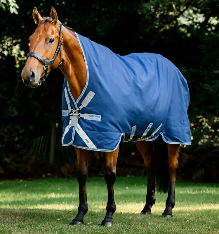 Petit Prix Couverture Horseware Rhino Wug Turnout 0g 100D - 145 cm - Noir / gris titane / bleu classique
