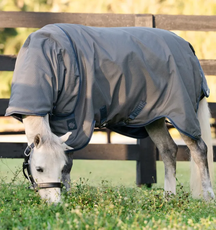 Couverture Horseware Rhino Hexstop Plus Poney Turnout 250g VL 1000D - 75 cm - Gris / indigo / marine Prix Choc