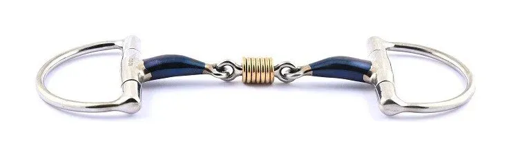 Mors olives Jump'In blue steel avec double brisure et anneaux en cuivre - 125 mm Prix Rduit