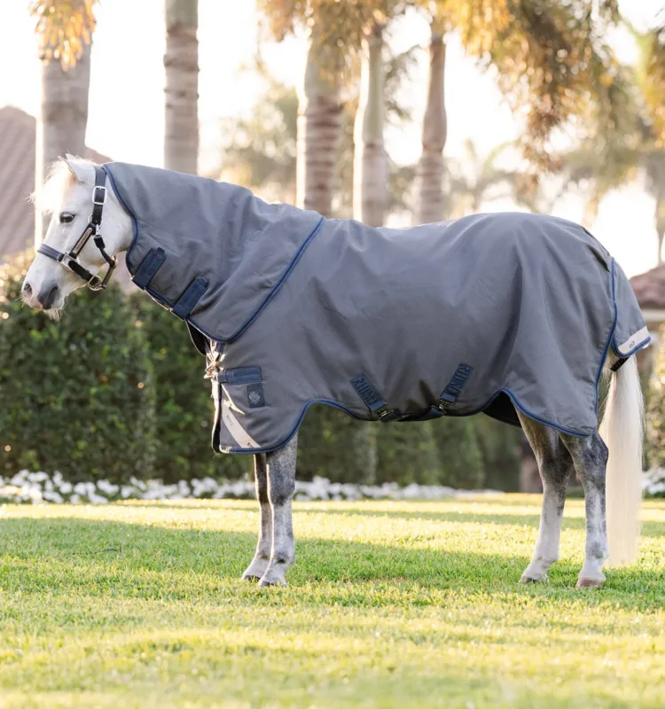 Prix Bas Couverture Horseware Rhino Hexstop Plus Poney Turnout 0g 1000D - 110 cm - Gris / indigo / marine