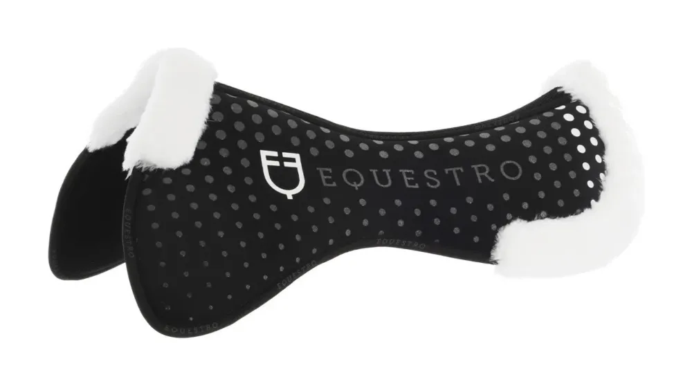 Amortisseur en laine cologique respirant avec grip Equestro - Noir Seulement Aujourdhui