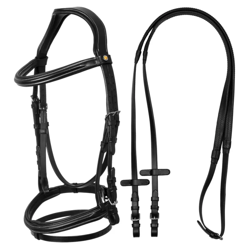 Retour Gratuit Bride anatomique surleve et rembourre Equestro - Cob - Noir