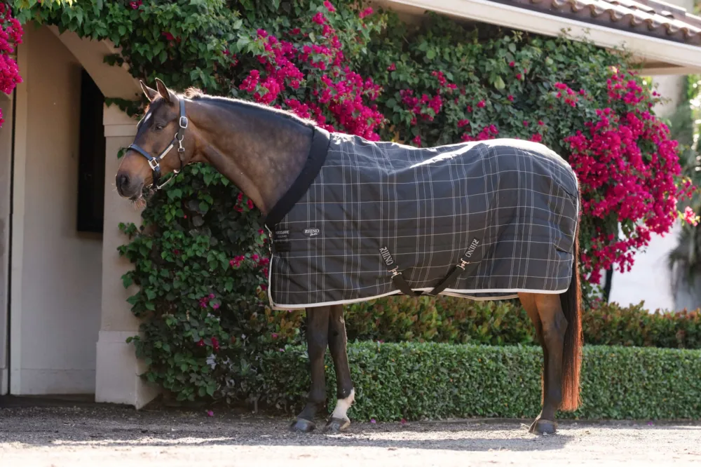 Couverture d'curie Horseware Rhino Poney 100g - 125 cm - Noir / carreaux blanc gris Produit De Marque