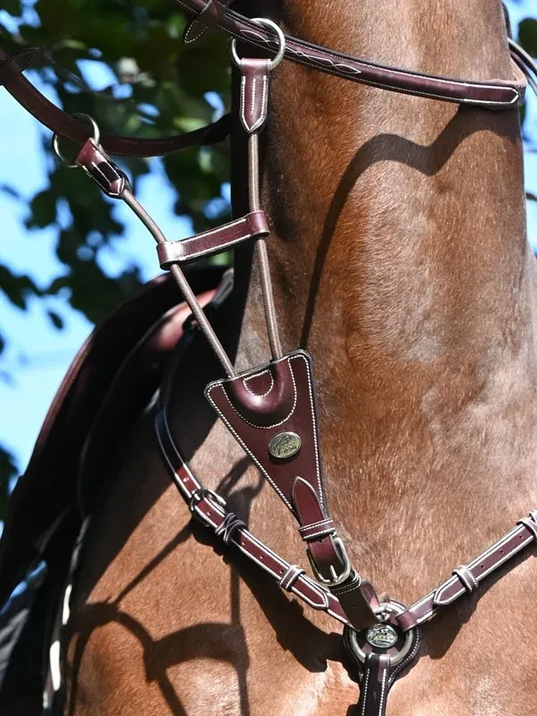 Martingale lastique de collier Jump'In - Cheval - Acajou Satisfait Ou Rembours