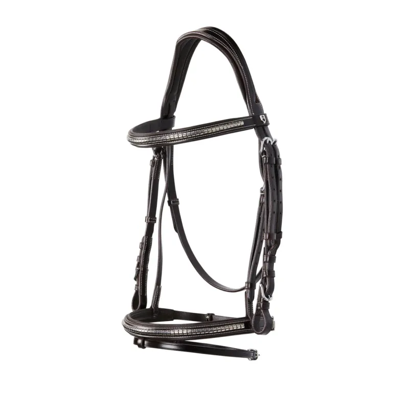 Vente Flash Ttire anglaise en cuir avec clincher en nickel plaqu NP Equestro – Cheval – Marron fonc