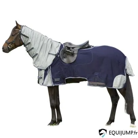Couverture De Monte Anti-Mouches Avec Haute Encolure QHP - BLEU - 130CM Nouvelle Collection