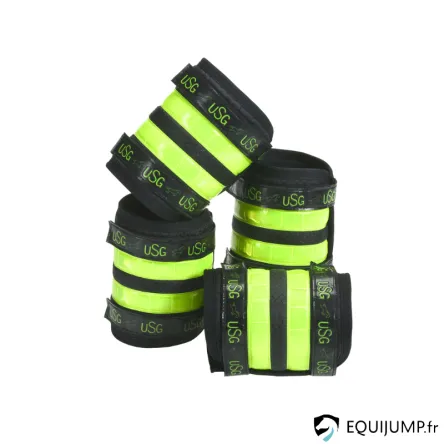 Dernire Chance Gutres Rflchissantes Avec Velcro USG – NOIR/JAUNE – UNIQUE
