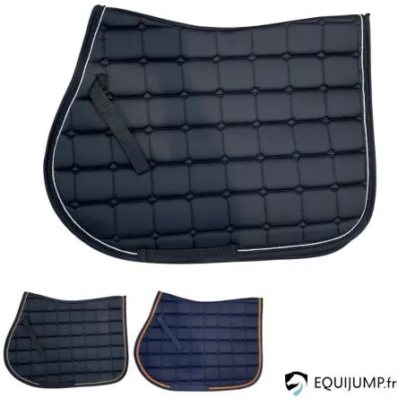Tapis De Selle 2 Cordes Equest – MARINE/THIN GOLD LUREX/ORANGE BORD MARINE Super Prix