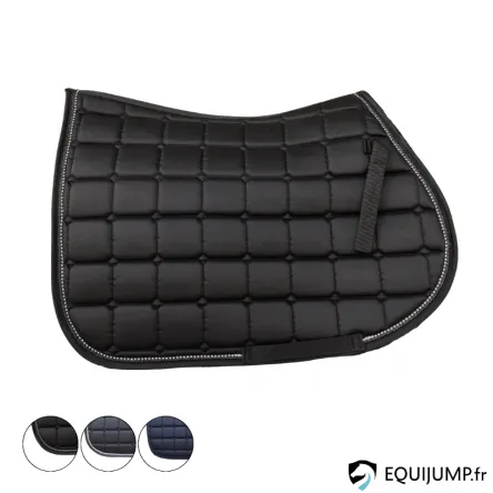 Marque Tapis de Selle 1 Corde + Strass Equest - NOIR STRASS CORDE NOIR LUREX BORD NOIR
