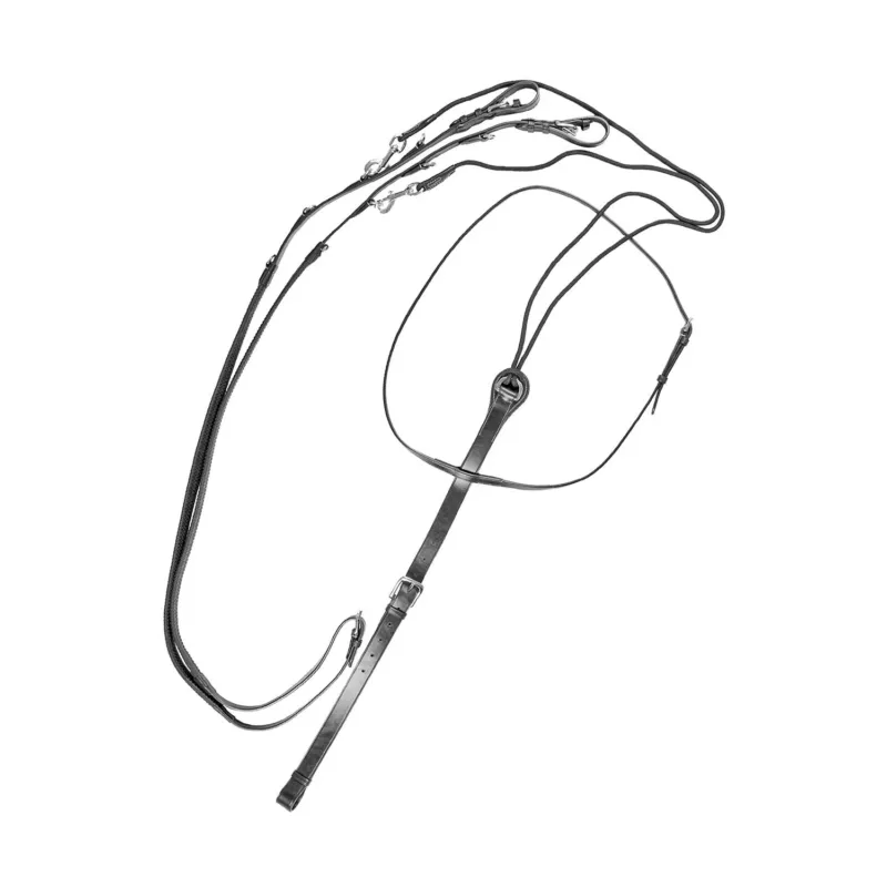 Offre Limite Enrnement Tiedeman en cuir avec martingale Equestro - Cob - Noir