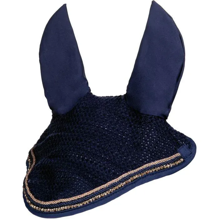 Certifi Bonnet anti-mouches Rosegold Glamour Style HKM - Cheval - Bleu fonc / or rose