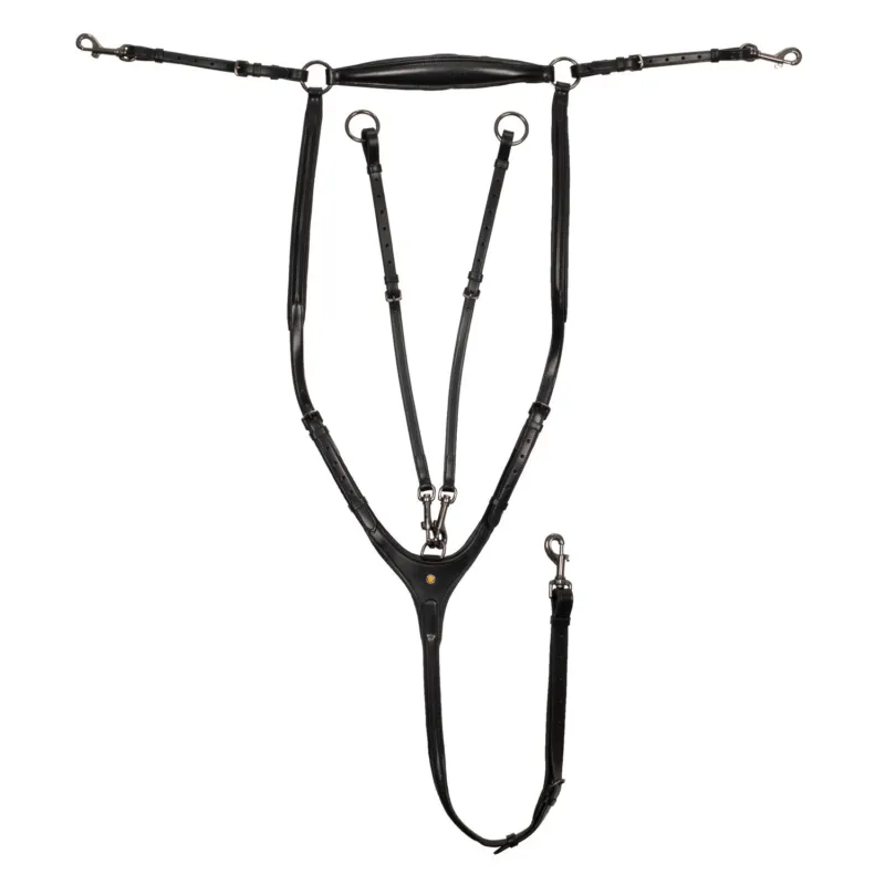 Collier de chasse et martingale en cuir amovible Equestro - Cheval - Noir Bon Plan