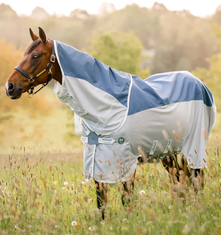Couverture anti-mouches Horseware Amigo AmECO Combi 0g - 160 cm - Sarcelle / gris Promotion Saisonnire