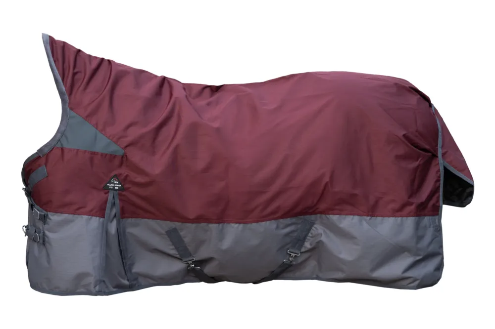 Couverture highneck HKM Yukon 600D double polaire - 155 cm - Rouge fonc / gris Populaire