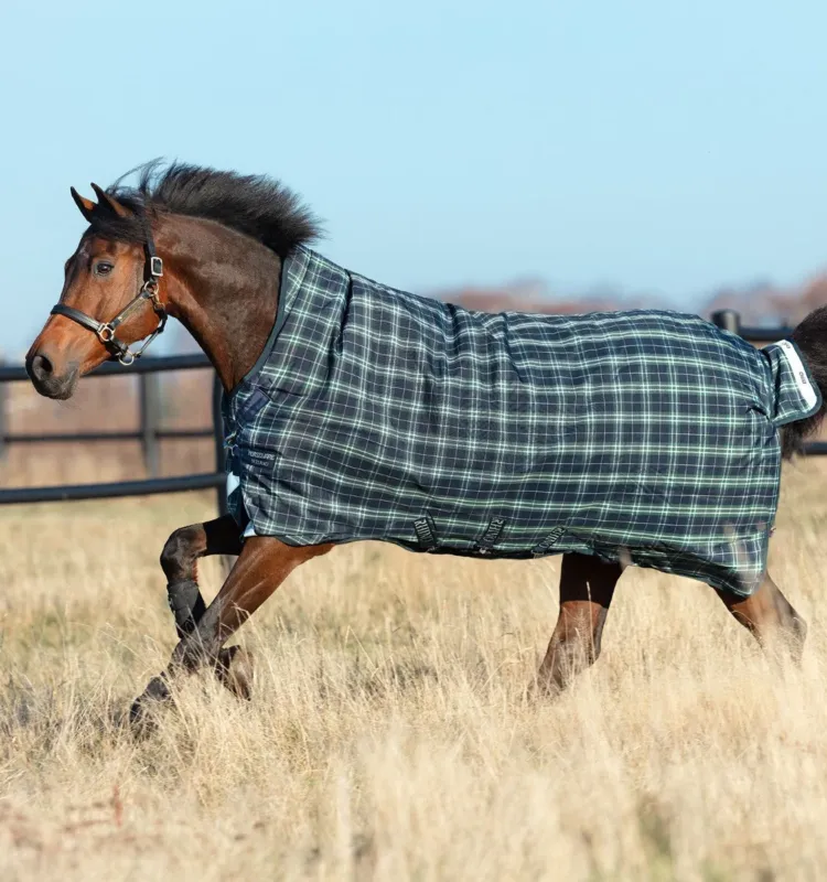Couverture Horseware Rhino Wug Vari-Layer 450g 1000D - 130 cm - Vert carreaux / marine Dernier Modle