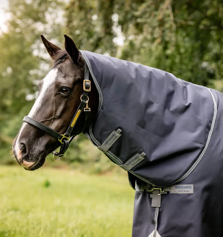 Affaire  Saisir Couvre-cou Horseware 150g pour couverture Rambo Optimo – S – Marine / orage / gris argent