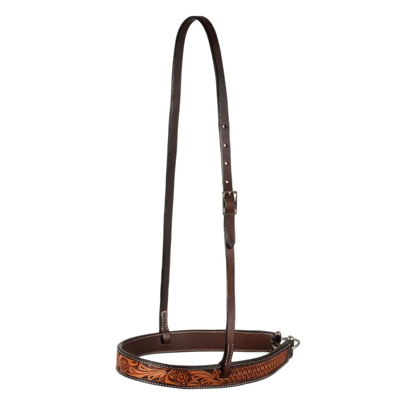 Jusqu puisement Des Stocks Muserolle western avec dcoration florale Pool's - Marron fonc