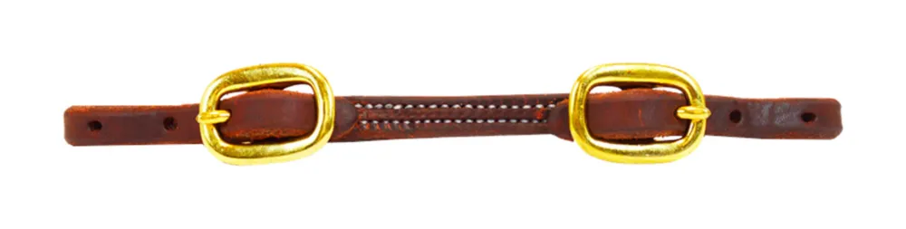 Petit Prix Sangle de sous-gorge Platinium Pro en cuir de harnais double et cousue – Huile fonc