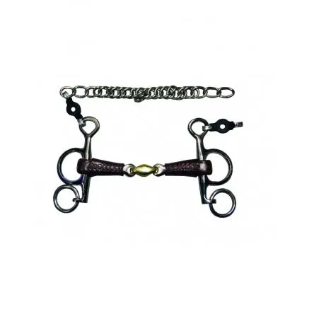 Pas Cher Mors recouvert de Cuir Pelham Double brisure Jump In - 115MM - INOX/CUIR - 18MM