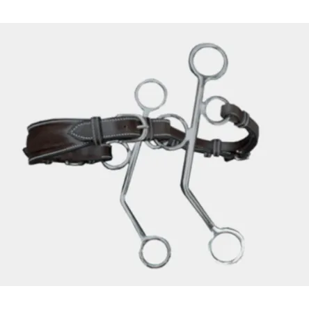 Mors Hackamore Cuir Longues Branches Jump In - UNIQUE - NOIR - INOX Seulement Aujourdhui
