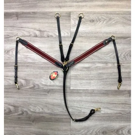 Bon March Collier De Chasse Elastic Cuir Noir/Elastic Bordeaux HFI – PONEY