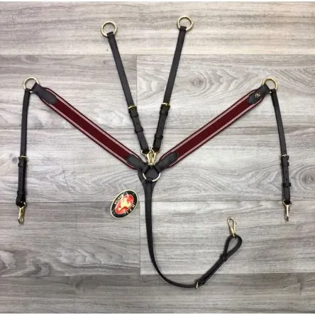 Commander Maintenant Collier De Chasse Elastic Cuir Brun/Elastic Bordeaux HFI - PONEY