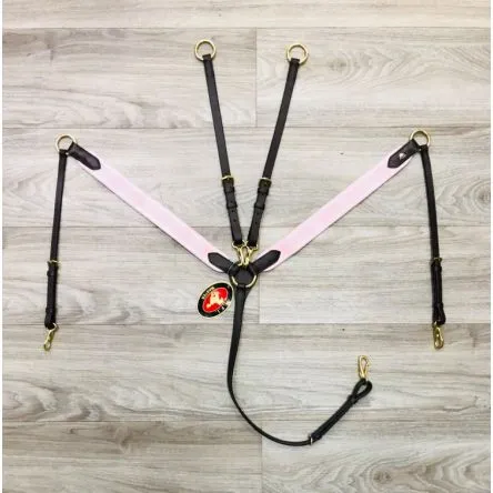 Meilleur Choix Collier De Chasse Elastic Cuir Brun/Elastic Rose HFI - CHEVAL/FULL