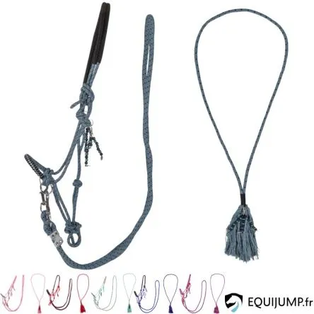 Promotion Saisonnire Licol Corde Avec Rnes et Cordelette Combi Liberty QHP - BLEU COBALT - SHETLAND