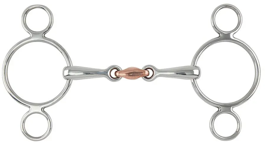 Mors 3 anneaux cuivre Lozenge Gag Shires - 115 mm - Acier inoxydable Rduction