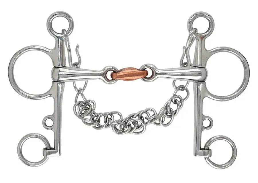 Mors Pelham double brisure cuivre Shires - 140 mm - Acier inoxydable Commander Vite