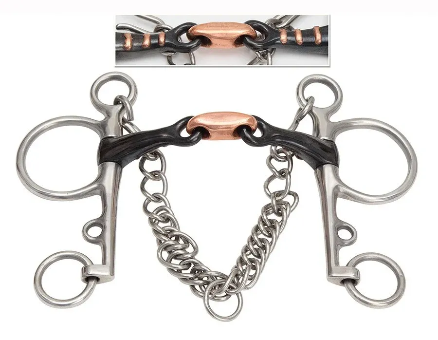 Dernier Modle Mors Pelham Shires en acier doux double brisure en cuivre - 150 mm