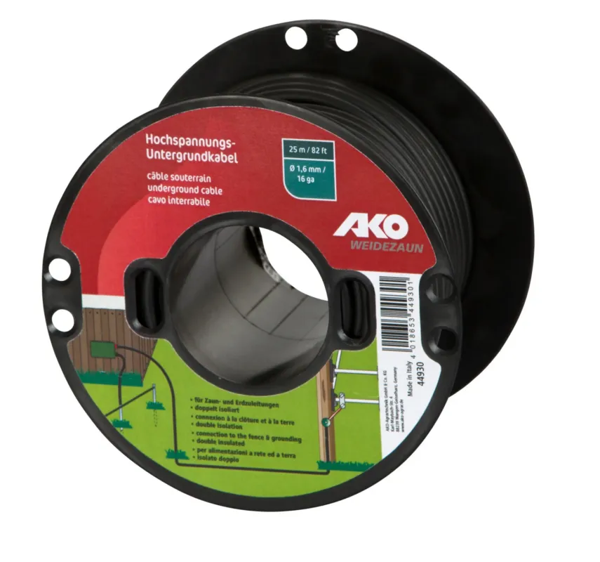 Cble haute tension enterrable AKO – L 25 m x D 6 mm x diamtre conducteur 1,6 mm – Noir Must-Have