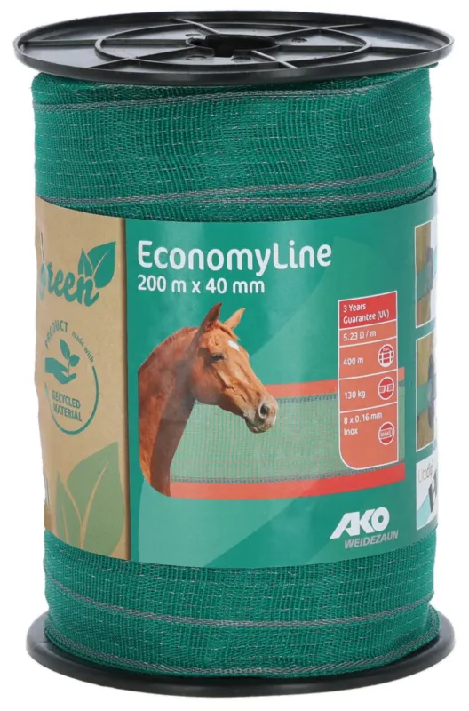 Ruban de clture EconomyLine AKO – 200 m x 20 mm – Vert / gris Remise