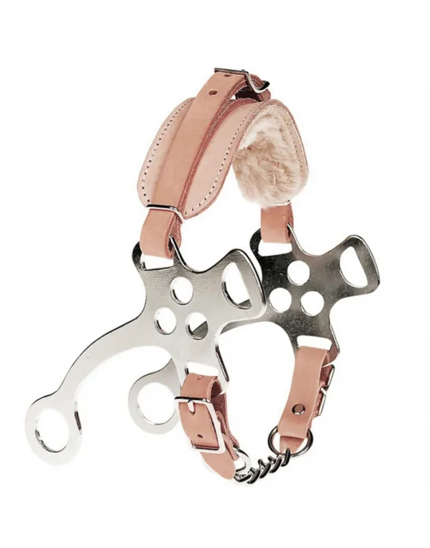 Hackamore cuir/mouton synthtique et branches en acier chrom Haute Qualit