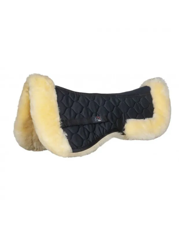 Amortisseur mouton vritable HKM "Style Mesh" - Coton noir/ Mouton Naturel Commander Vite