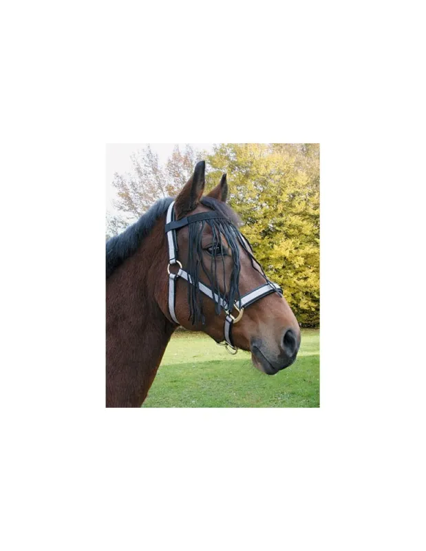 Frontal  franges anti mouches – Noir – Poney Achat Immdiat